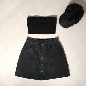 UO BDG Black Button-Up Skirt